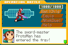 ProtoMan Navi in the Operation Battle screen